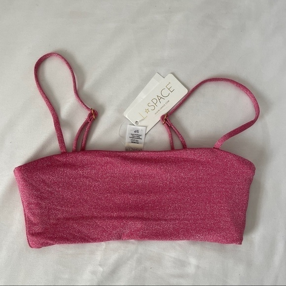 NWT L*SPACE Rebel Shimmer Bikini Top Pink - Picture 4 of 6